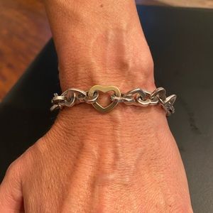 Tiffany & Co.  Silver and gold heart bracelet